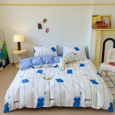 卡通简约纯棉四件套全棉100男生被套罩床单三件套床笠款床上用品4