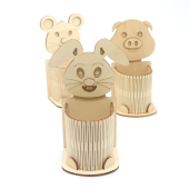 12生肖创意笔筒学生办公可手工拼装 桌面摆件收纳盒卡通木质文具