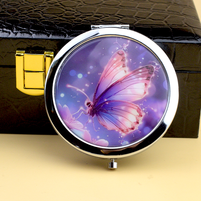 化妆镜金属折叠清新蝴蝶小镜子随身镜学生宿舍迷你双面镜子小礼物