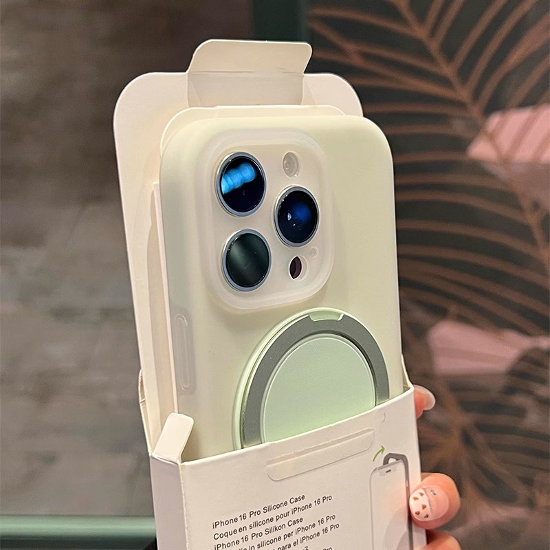 2025新款适用苹果16promax的手机壳iphone15液态硅胶网红爆款14pro绿色带支架磁吸高级感小众13独特max全包女
