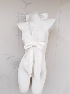 无袖 短款 挂脖上衣女 美背白色法式 ms吊带背心女夏外穿2026新款