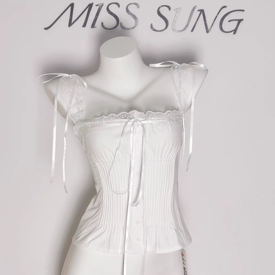 洛丽塔手工白色吊带不走光