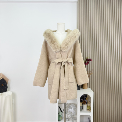 江原道初雪*原创纯欲氛围感秋冬连帽毛领大衣双面外套女