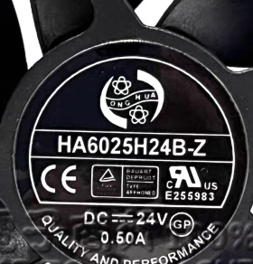 全新ONGHUA  HA6025H24B-Z 24V 0.50A 6厘米 大风量变频器风扇