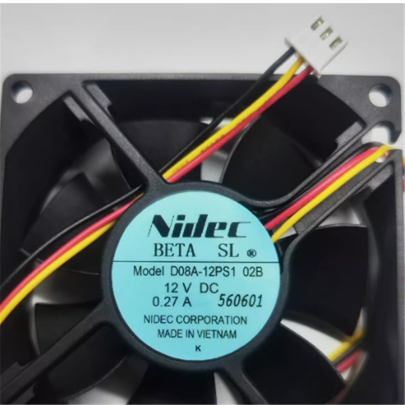 全新D08A-12PS1 04A/02B DC12V 0.27A 原装日本NIDEC三线风扇