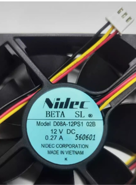 全新D08A-12PS1 04A/02B DC12V 0.27A 原装日本NIDEC三线风扇