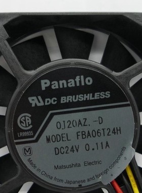 原装松下PANAFLO FBA06T24H 24V 0.11A 6CM 6015三线检测报警风扇