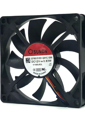 建准 EF80151B1-Q01C-S99 8015 12V3.83W 8CM四线机箱PMW散热风扇
