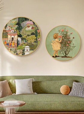 中古风植物花卉有框油画布挂画