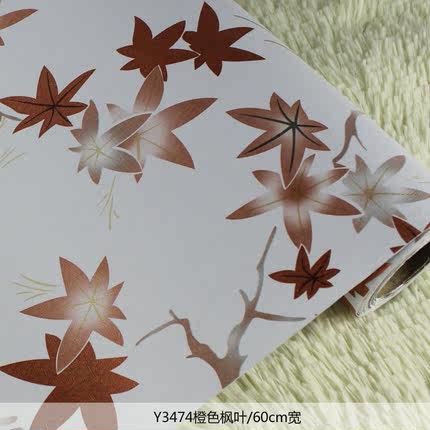 祺讯压纹pvc自粘 翻新加厚不透底欧式客厅电视墙防水枫叶