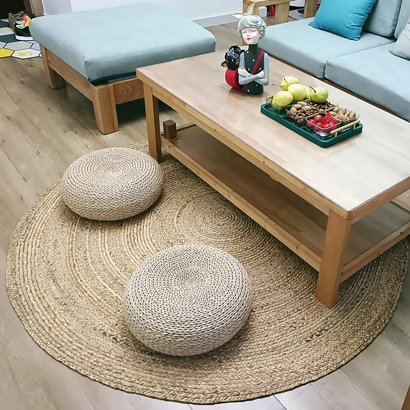 藤编地垫蒲草编织地毯民宿装饰垫