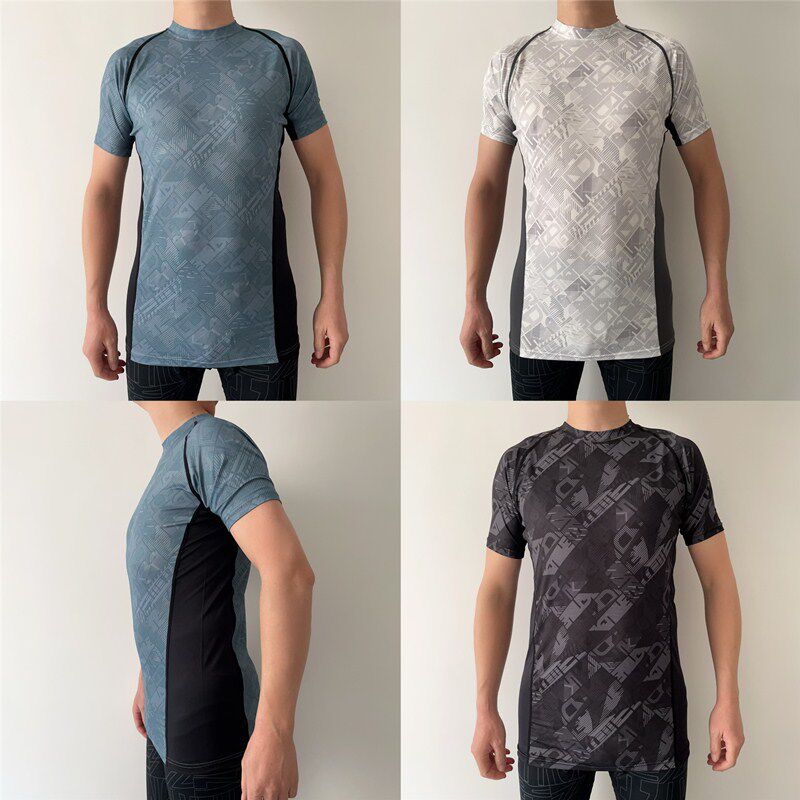外贸日单男运动健身紧身速干衣短袖夏季薄吸汗打底半袖跑步篮球