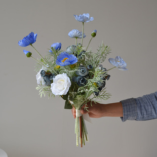 简约婚庆手捧花仿真花花瓶插花绢花玫瑰假花 春装 现代家居饰品时尚