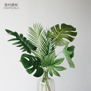 北欧风格仿真花仿真叶龟背叶植物墙手感叶子棕榈叶雨林叶摄影道具