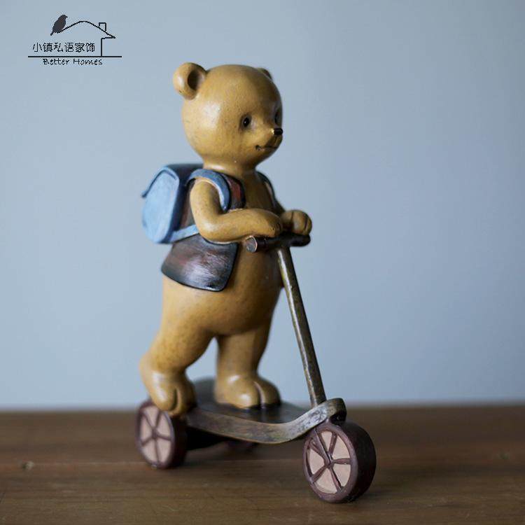 欧美乡村搁架墙面壁柜书架装饰摆件树脂彩绘复古公仔熊结婚礼物