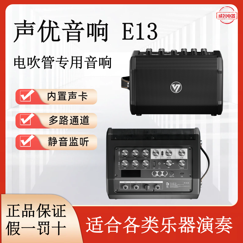 新款声优E13电吹管便携式移动音箱乐器蓝牙户外专用手提二胡音响