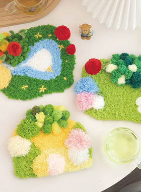 ins手工diy苔藓风景画杯垫材料包新手礼物绿色手作团建装饰摆件