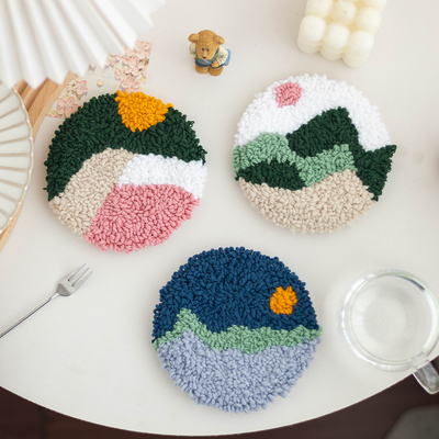 手工diy毛线编织戳戳绣杯垫材料包新手自制隔热垫装饰摆件礼物