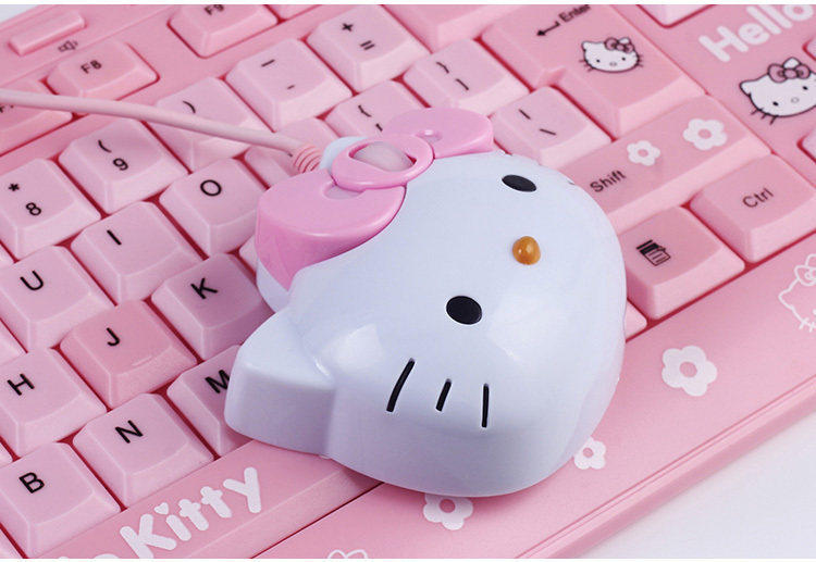 Kitty鼠标创意卡通可爱光电鼠标粉色女生凯蒂猫滑鼠 KT猫头有线