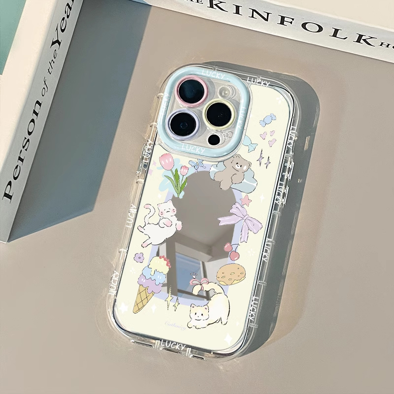 适用小米15硅胶猫咪镜面手机壳