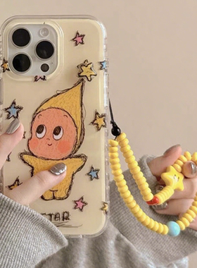 可爱旋转星星小人适用苹果16pro手机壳iphone15保护套新款reno14/a5双层vivox200/s20防摔小米15/k80/note14