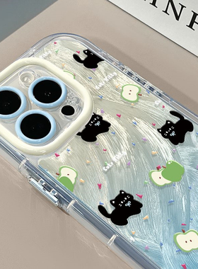苹果黑猫适用苹果17手机壳iphone16pro保护套新款华为nova14/p80/mate70羽纱reno14防摔vivox300/s30/小米17