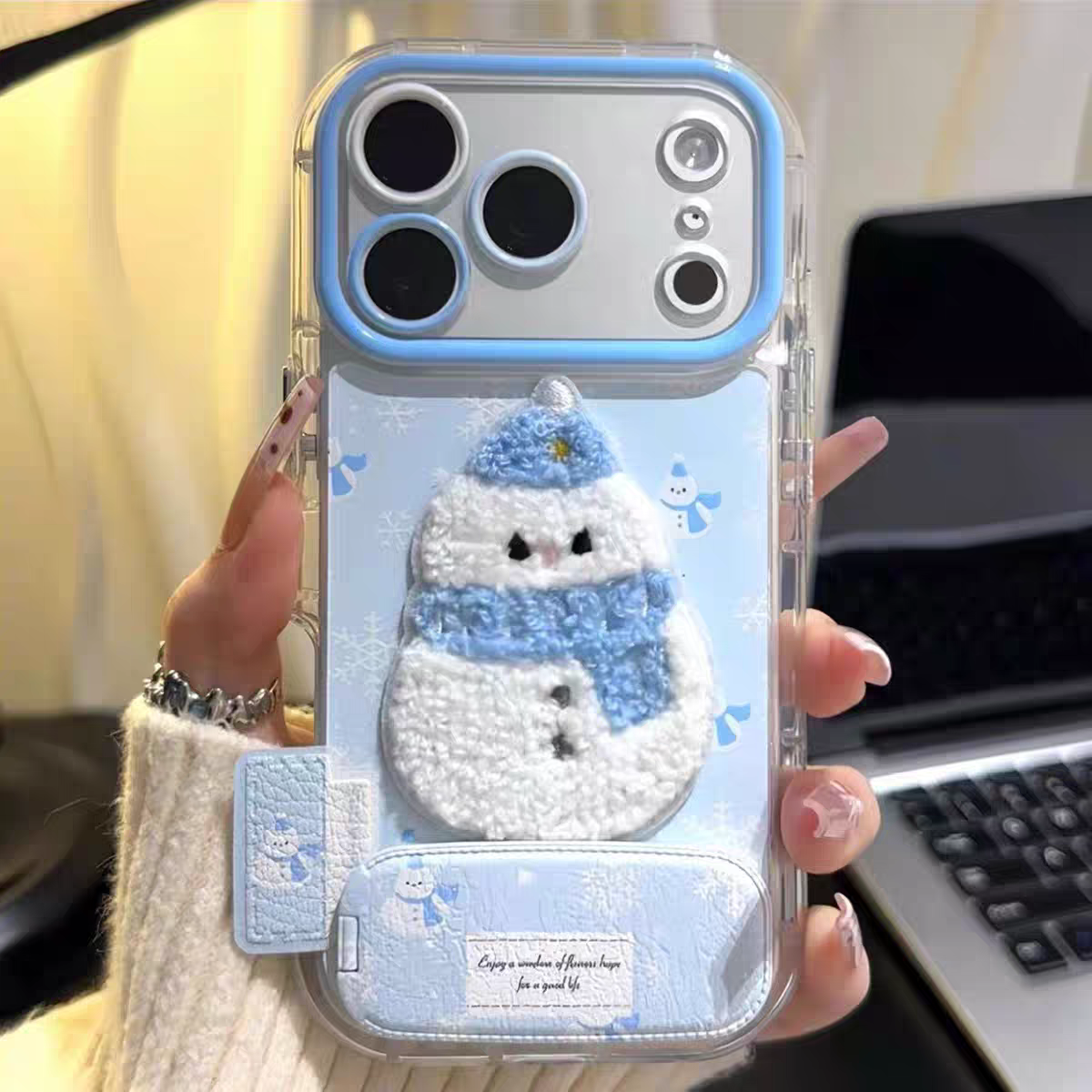 冬日毛绒雪人适用苹果17手机壳iphone16pro保护套华为mate80/p80/nova14/小米17pro/reno15/x300/荣耀500防摔