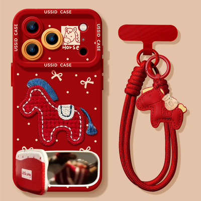 新年波点小马适用苹果17手机壳iphone16pro保护套红色华为mate80/p80/nova15/小米17pro/reno15/x300/荣耀500