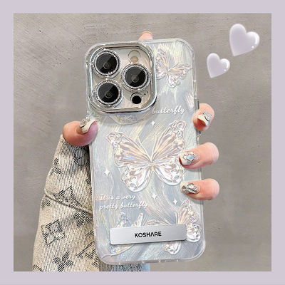 适用苹果15pro亚克力蝴蝶手机壳