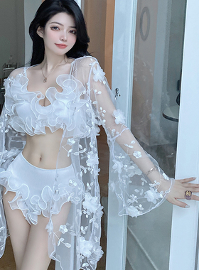 泳衣女夏仙气分体2026新款防晒罩衫遮肚显瘦三件套纯欲风温泉泳装