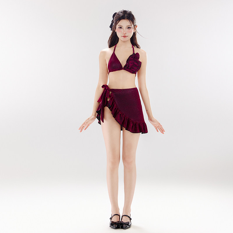 Swimwear三角比基尼玫瑰花