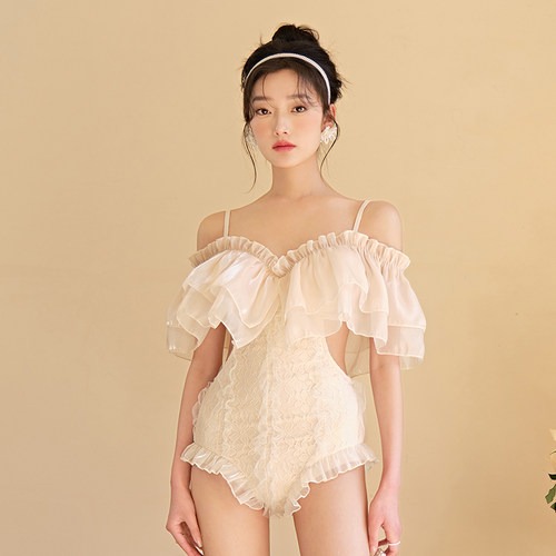 Swimwear荷叶边女三角连体泳衣
