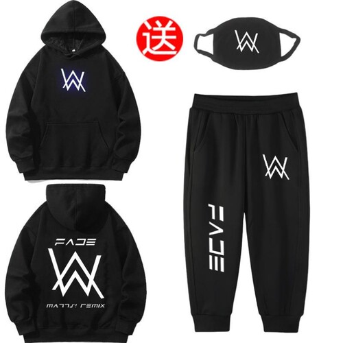 艾伦沃克嘉豪同款衣服儿童连帽卫衣秋冬季中大童纯棉套装strong哥