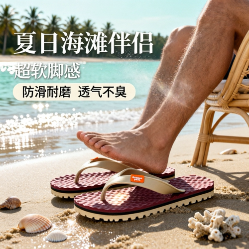 泰国超软超轻厚底按摩人字拖