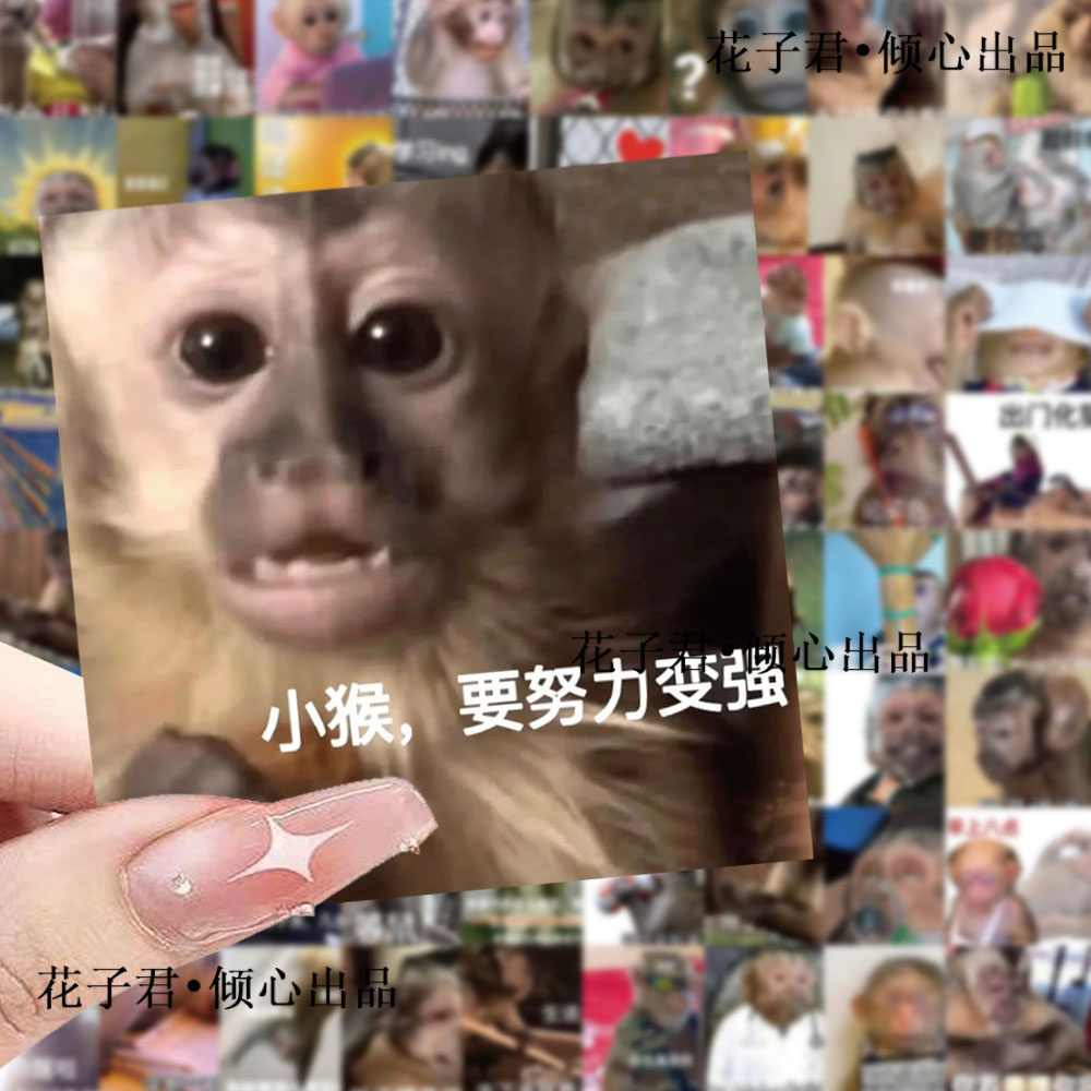 140张小猴子吗喽表情包贴纸创意沙雕搞笑趣味装饰贴画防水自粘