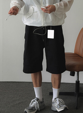 地界二韩版男士夏季新款七分裤宽松百搭工装卫裤休闲风抽绳松弛感