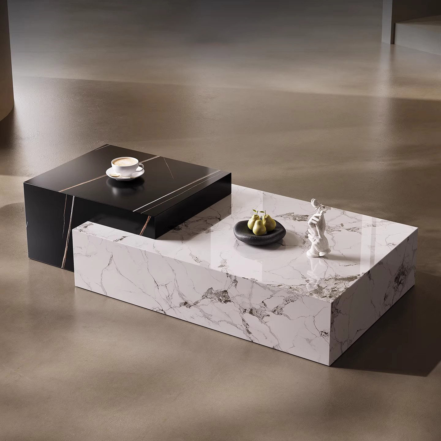 源头厂家意式岩板茶几现货别墅客厅家用小户型设计师现代简约茶几