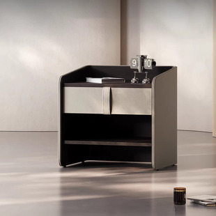 意式 中古复古卧室设计师现代简约床头柜 轻奢床边储物柜法式