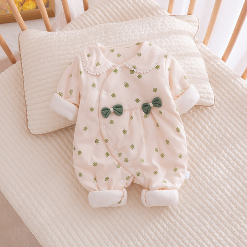 婴儿连体衣夹棉秋冬装新生儿