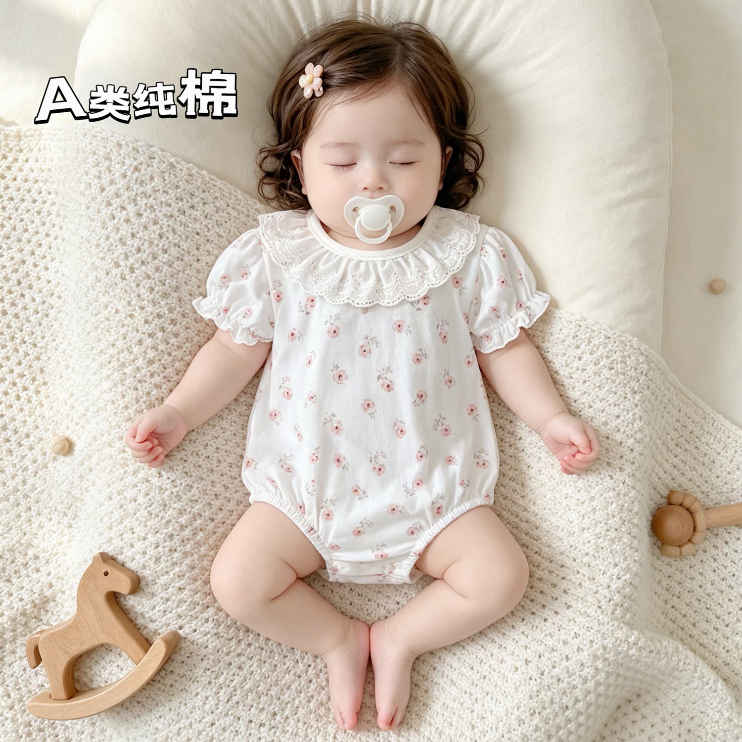 特价婴儿衣服女宝宝短袖包屁衣夏季三角哈衣爬服纯棉外出服连体衣图片