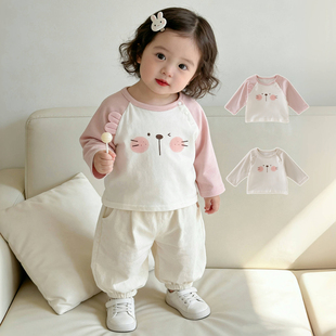 女宝宝长袖t恤春秋款单件上衣小童可爱内搭婴幼儿打底衫一岁春夏