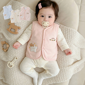 婴儿马甲春秋冬季 小马夹 夹棉保暖坎肩小宝宝纯棉背心男女薄棉开衫