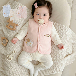 婴儿马甲春秋冬季 小马夹 夹棉保暖坎肩小宝宝纯棉背心男女薄棉开衫