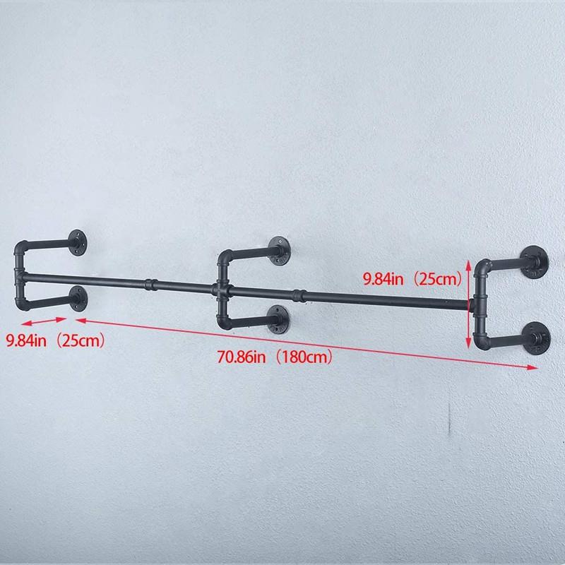 展示风水管上铁艺挂衣架墙服装店工业架子壁挂服装架