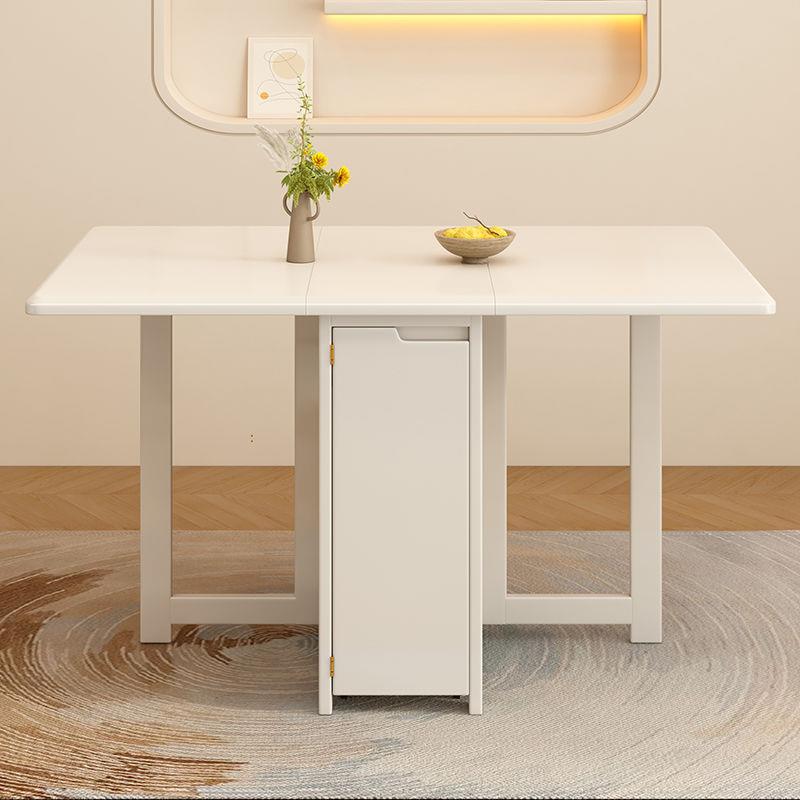 白色全小户型折叠餐桌实木家用饭桌折叠可折叠伸缩餐桌椅一体桌子