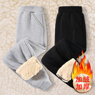 儿童加绒裤子2025秋冬新款休闲运动加厚羊羔毛男女童保暖外穿长裤