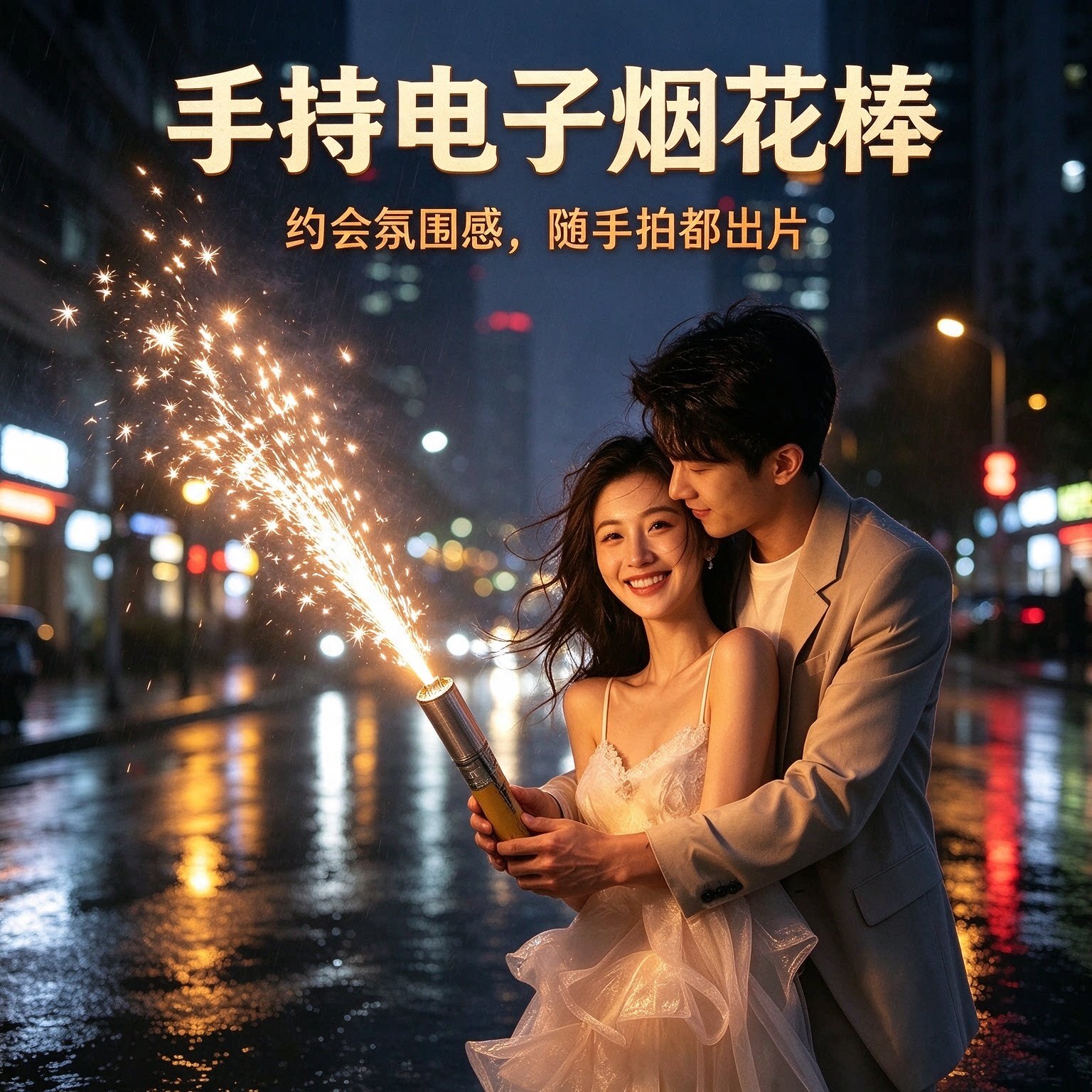 户外烟花喷火棒氛围棒手持冷焰喷花机充气喷枪浪漫婚庆拍照道具