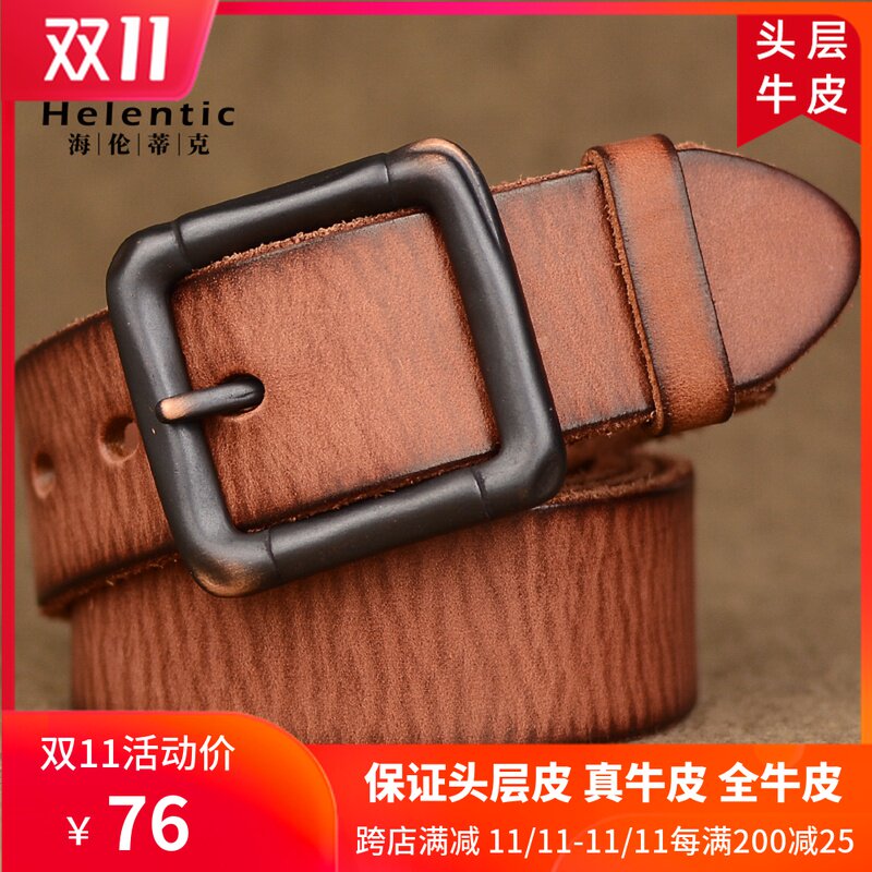 man Belt head cowhide manual Retro Jeans leisure time Pin buckle Belt Pure cowhide Youth genuine leather Waist beltin the Accessories/Leather belt/Hat/Muffler , Belt/Leather belt/Yaolian  category - from Buy2taobao.com to provide professional Taobao agent buy service