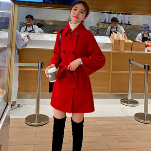 新款呢子外套女直筒宽松毛呢中长款洋气小个子短款冬加厚大衣