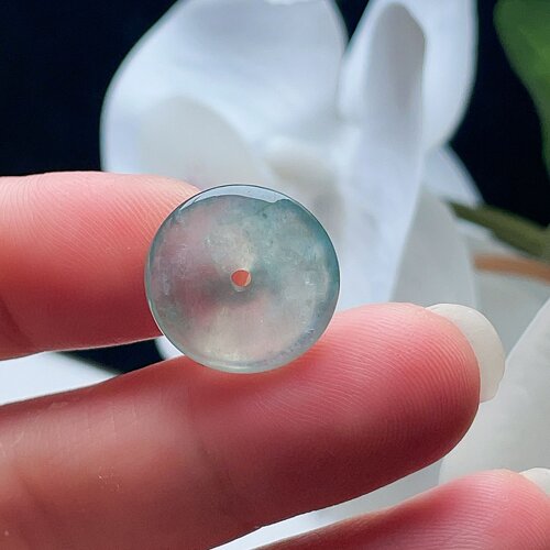 天然翡翠冰种小平安扣吊坠甜水绿